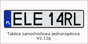 Tablica rejestracyjna samochodowa jednorzędowa typ wz.11g